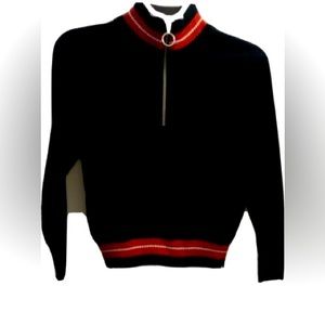 Garage Jet Black L/Sleeve Multicolor Stripes Half zip Sweater Mix Sweatshirt M